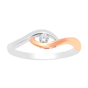 10K Two Tone White Gold 1/10 Ct.Tw. Diamond Ring