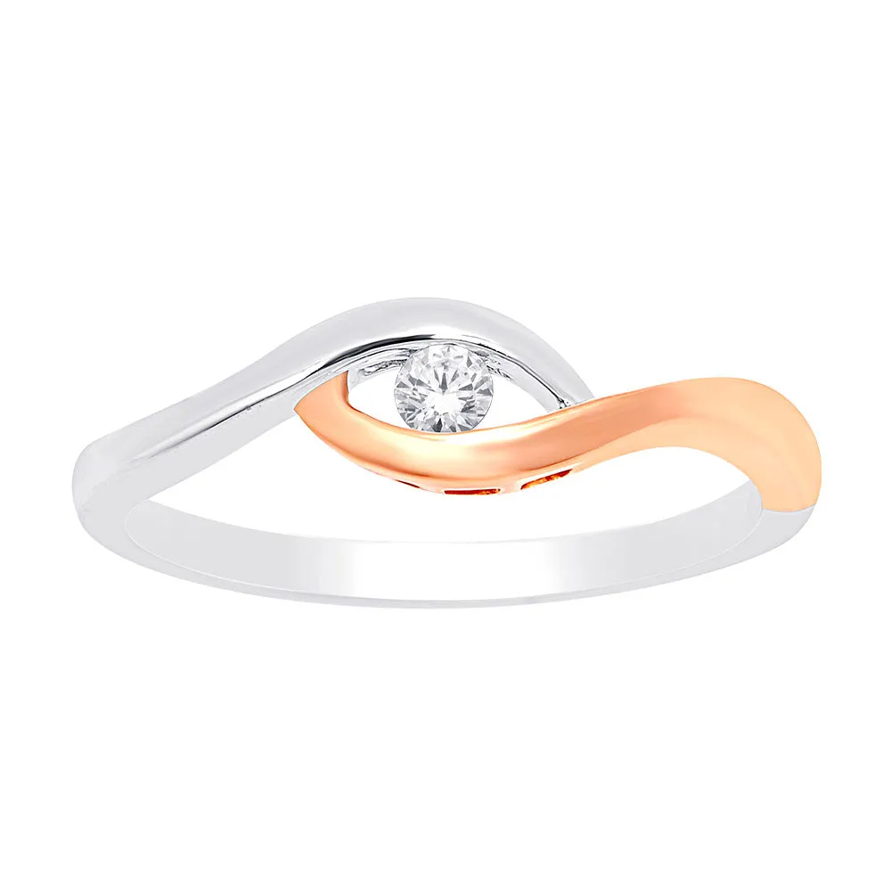 10K Two Tone White Gold 1/10 Ct.Tw. Diamond Ring