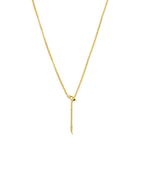 14K Gold Small Snake Wheat Adjustable Lariat Necklace