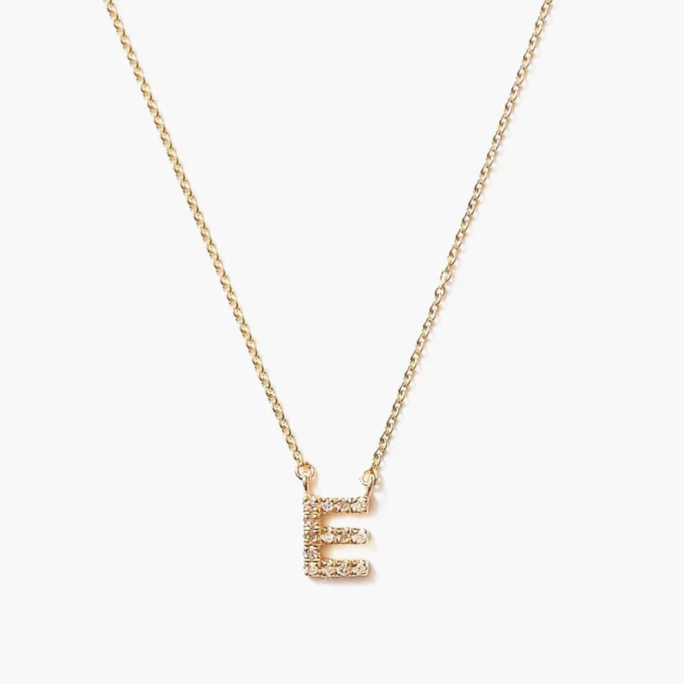 14k Yellow Gold & White Diamond Initial Necklace