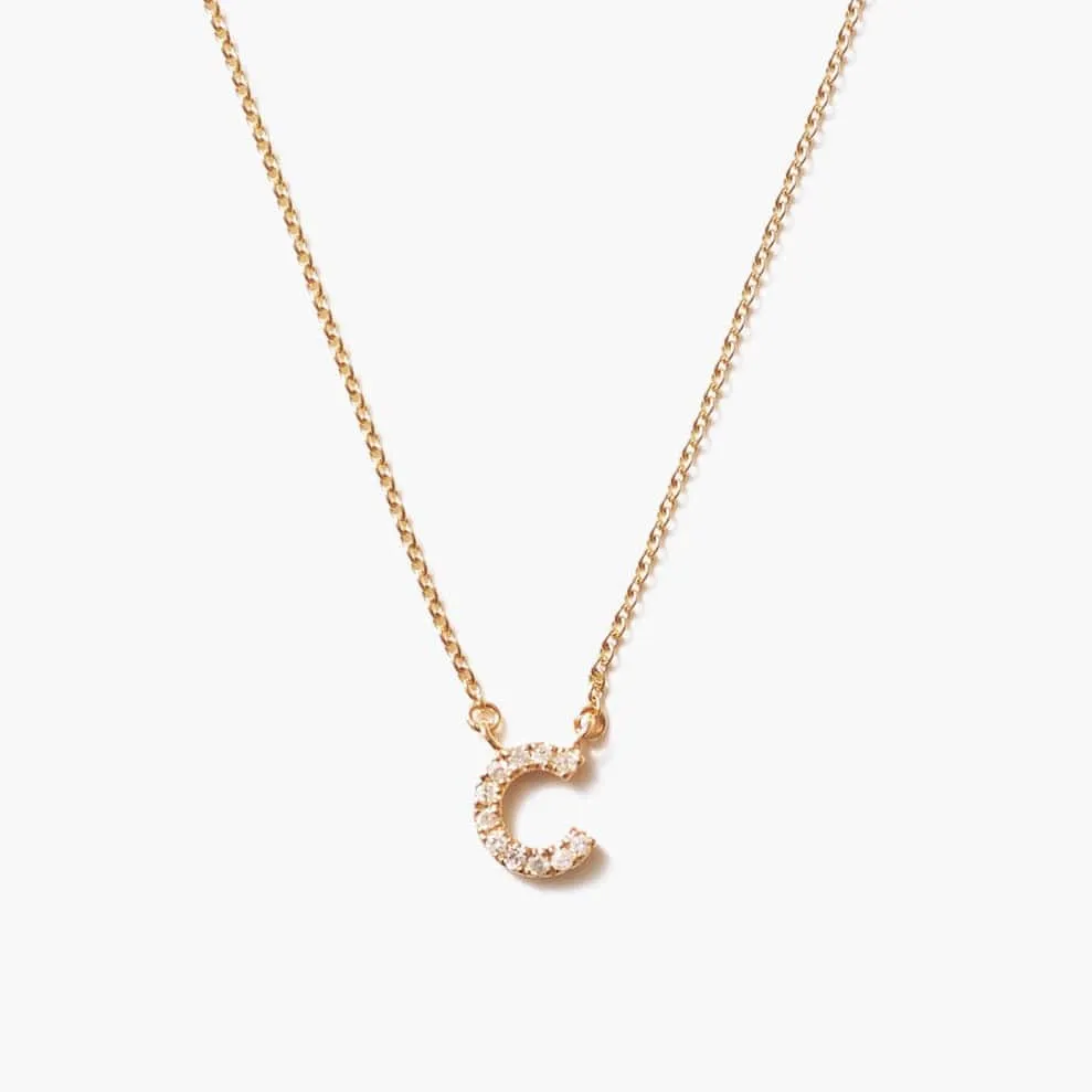 14k Yellow Gold & White Diamond Initial Necklace
