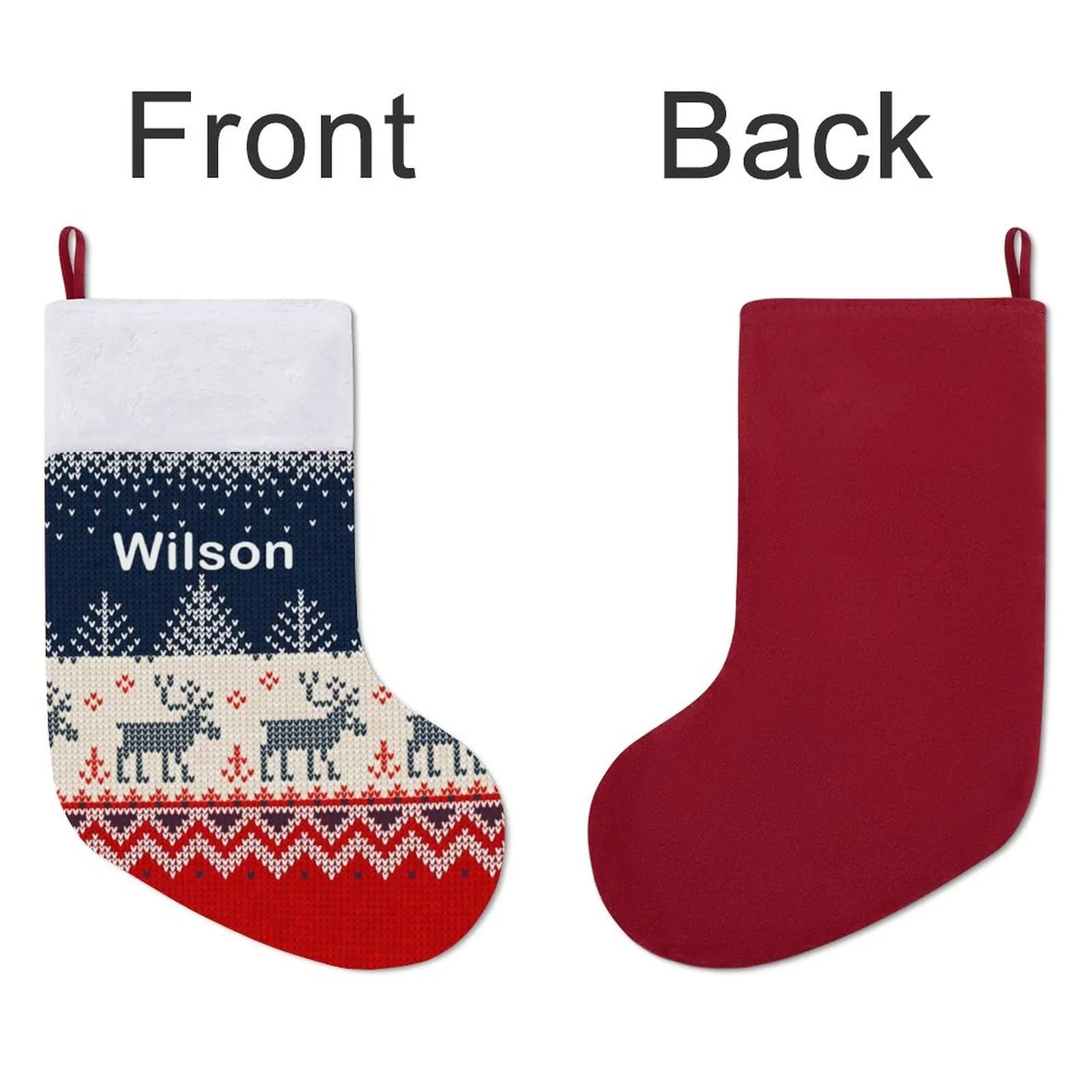 16.5in(L) Super Size-Custom Name Blue Elk Christmas Stocking