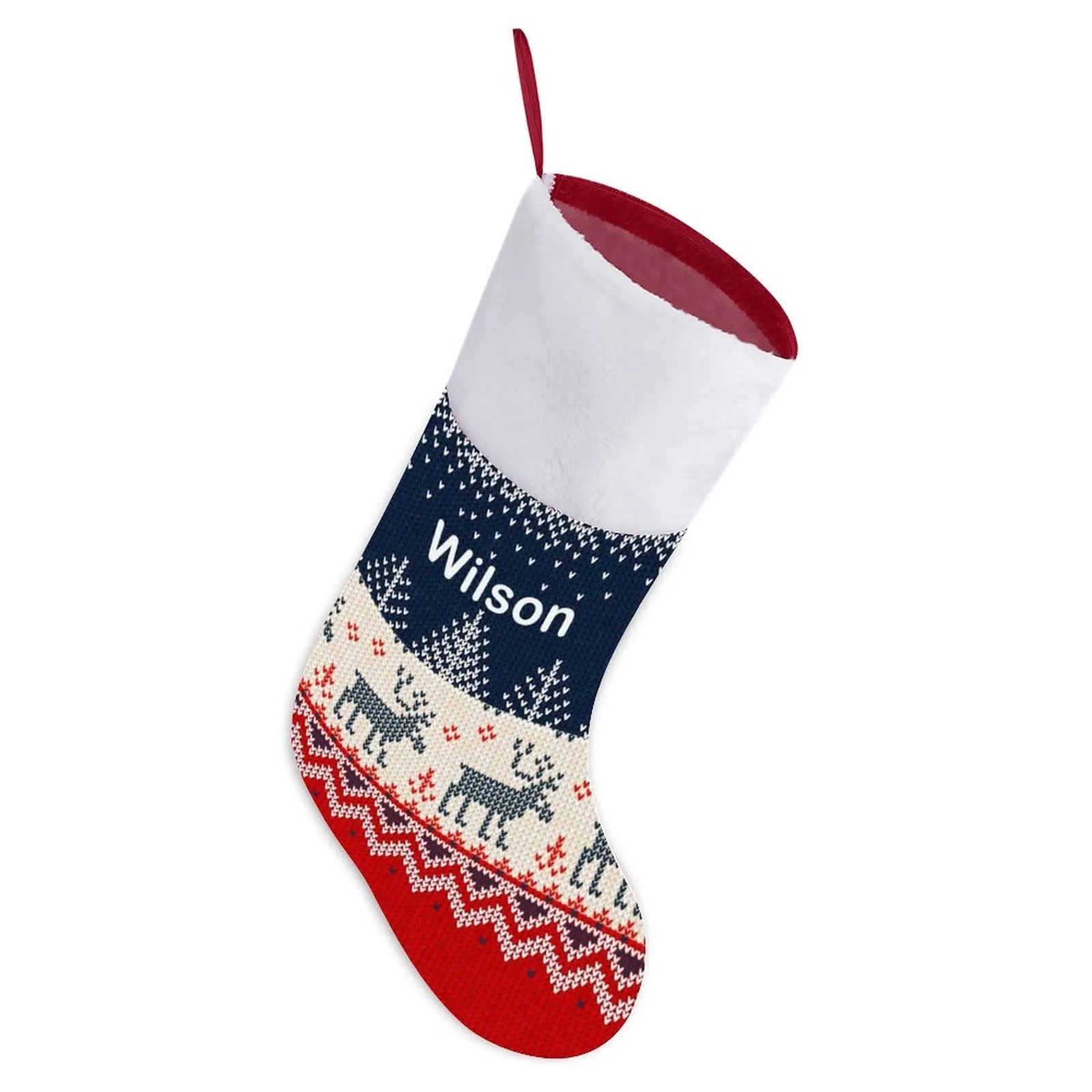 16.5in(L) Super Size-Custom Name Blue Elk Christmas Stocking