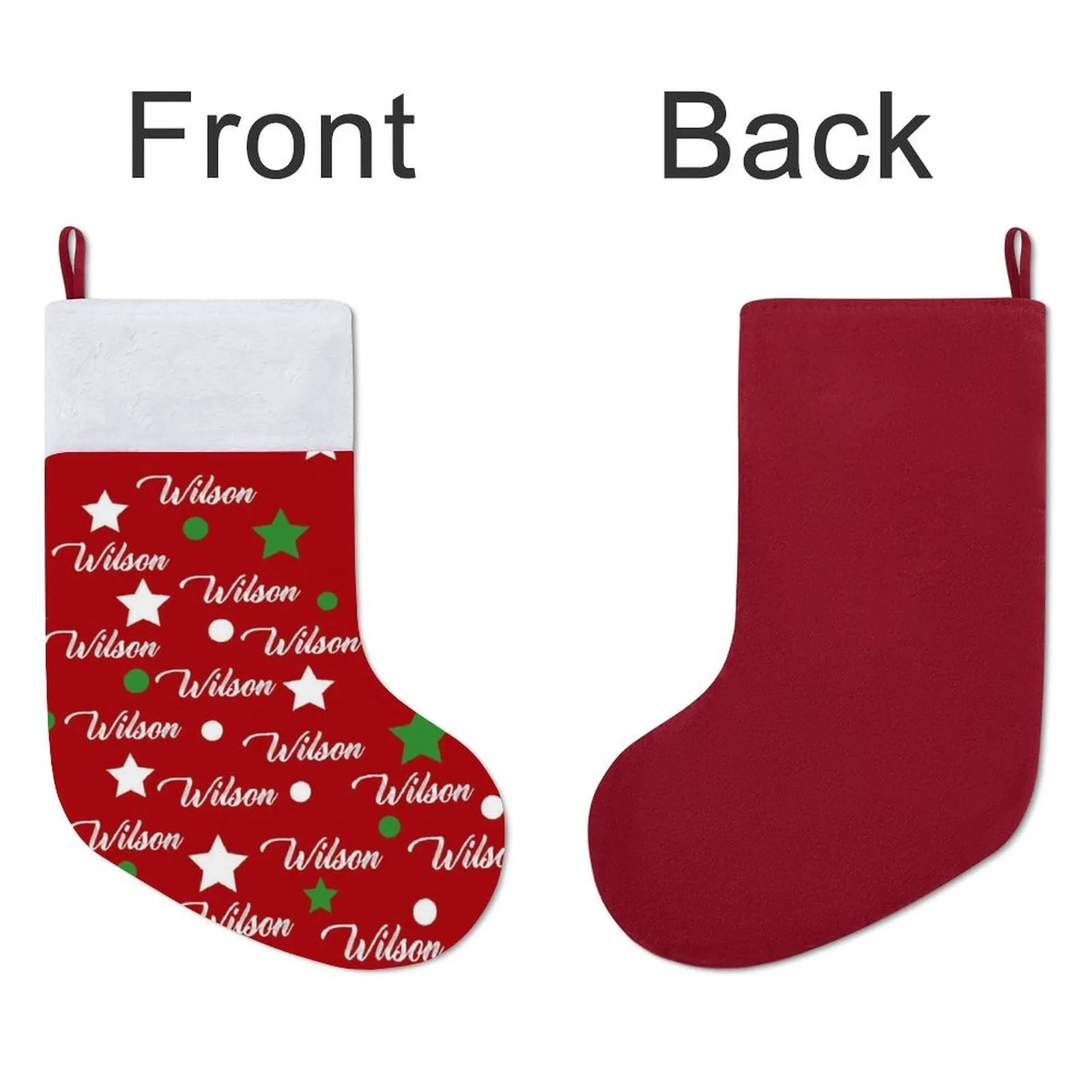 16.5in(L) Super Size-Custom Name Dot Five-pointed Heart Christmas Stocking