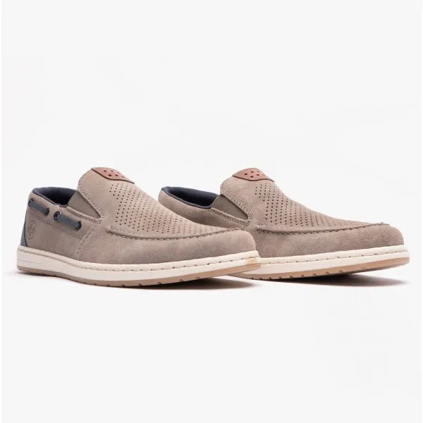 18266-42 Mens Leather Deck Shoes Grey