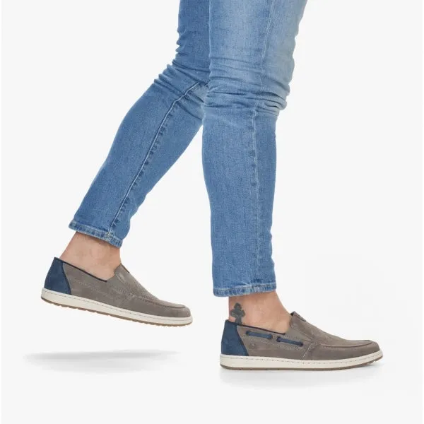18266-42 Mens Leather Deck Shoes Grey