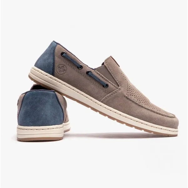 18266-42 Mens Leather Deck Shoes Grey