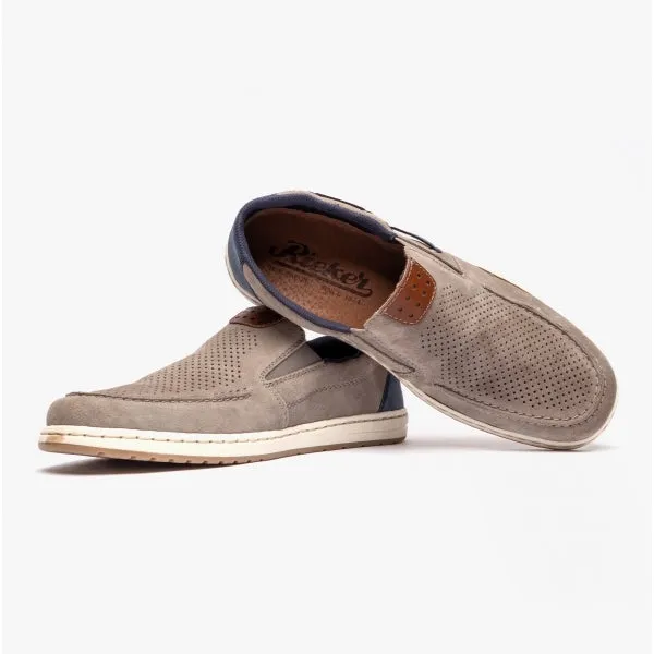 18266-42 Mens Leather Deck Shoes Grey