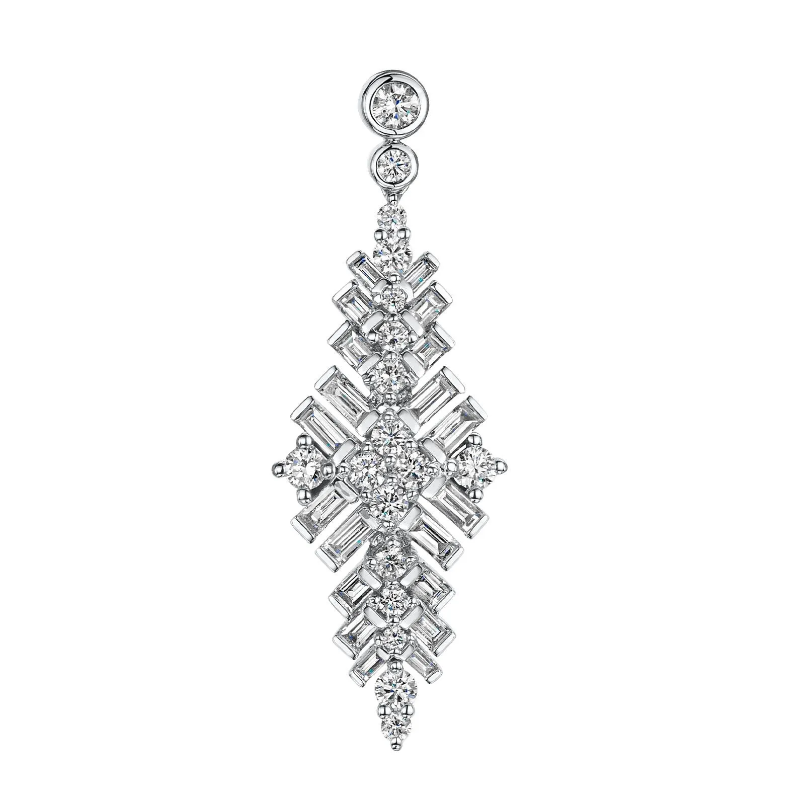 18ct White Gold Baguette & Brilliant-Cut Diamond Earrings 2.30ct