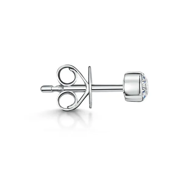 18ct White Gold Brilliant-Cut F/G Si Diamond Rub-Over Solitaire Earrings 0.30ct