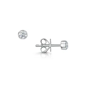 18ct White Gold Brilliant-Cut F/G Si Diamond Rub-Over Solitaire Earrings 0.30ct