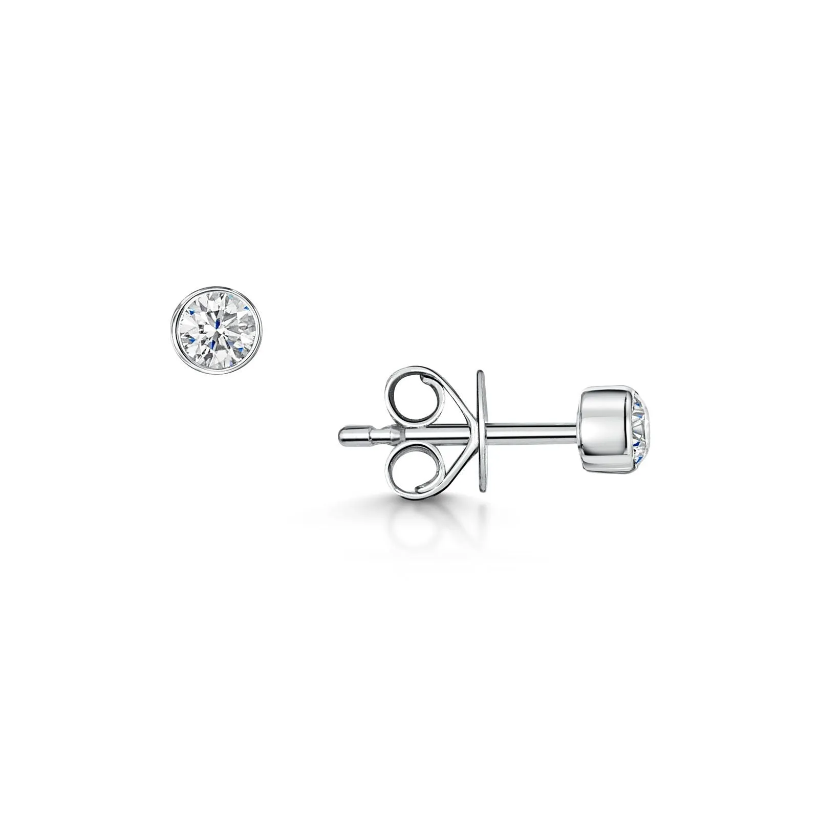 18ct White Gold Brilliant-Cut F/G Si Diamond Rub-Over Solitaire Earrings 0.30ct