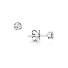 18ct White Gold Brilliant-Cut Rub-Over F/G Si Diamond Solitaire Earrings 0.50ct