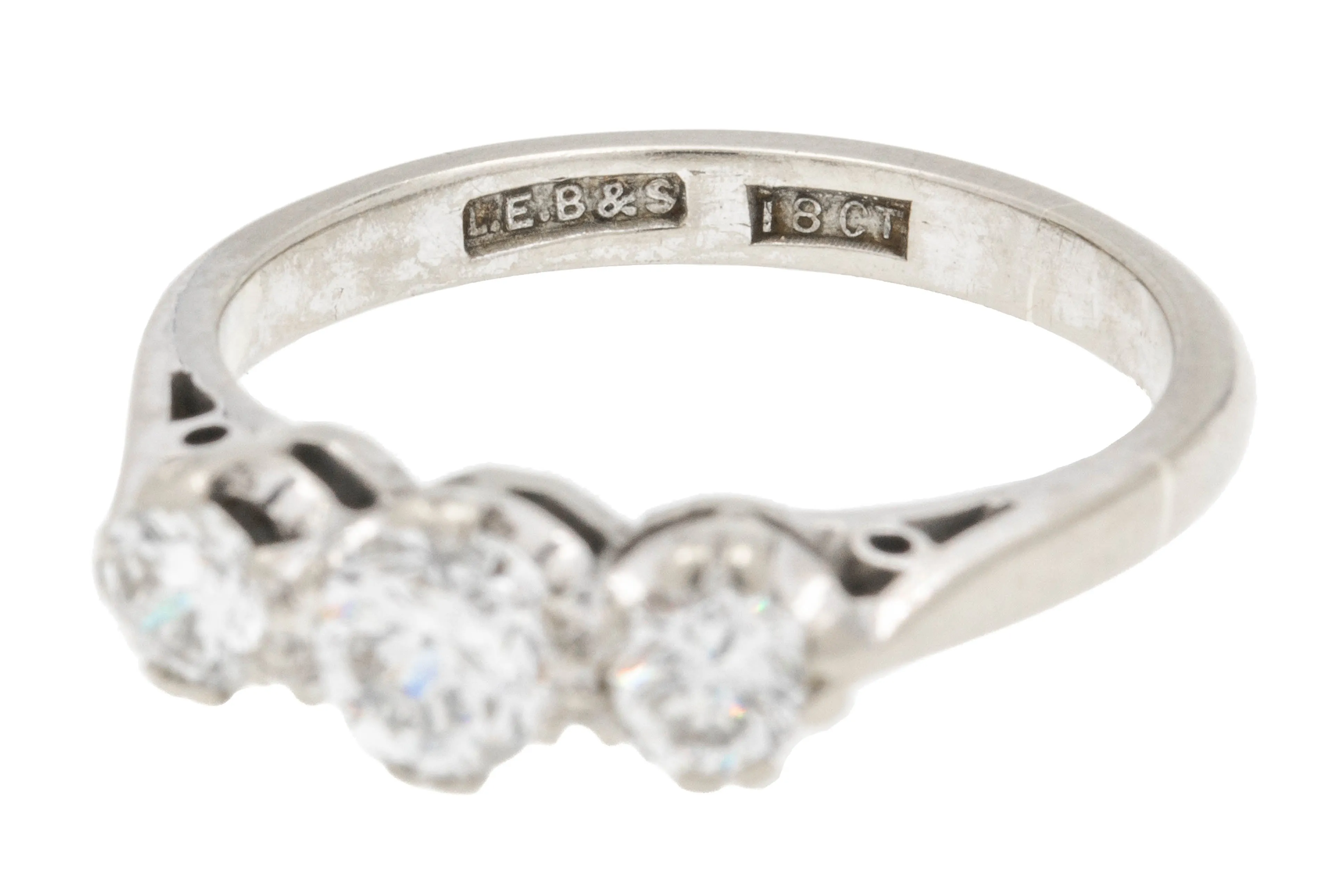 18ct White Gold Diamond Trilogy Engagement Ring, 0.90ct