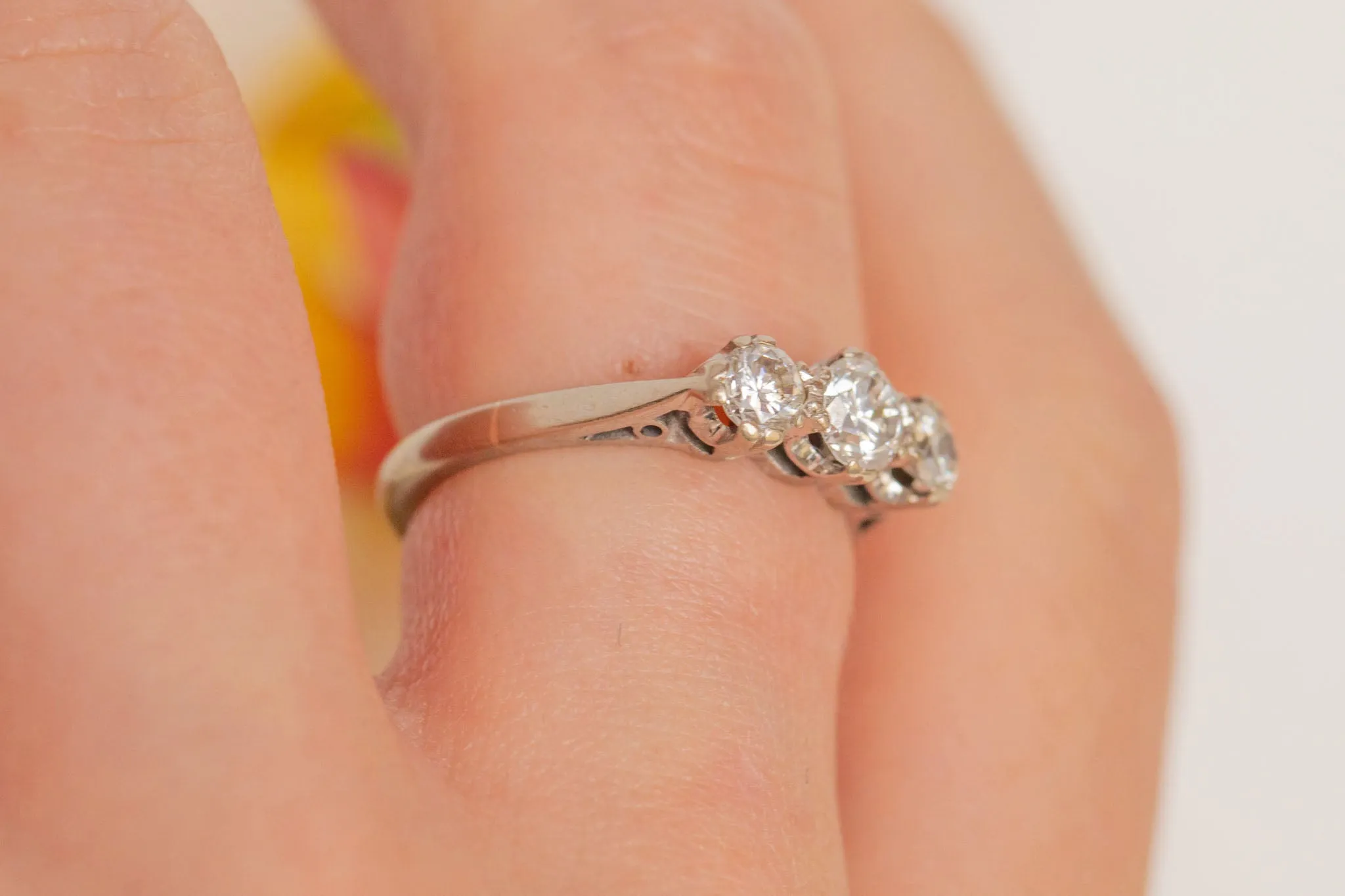 18ct White Gold Diamond Trilogy Engagement Ring, 0.90ct