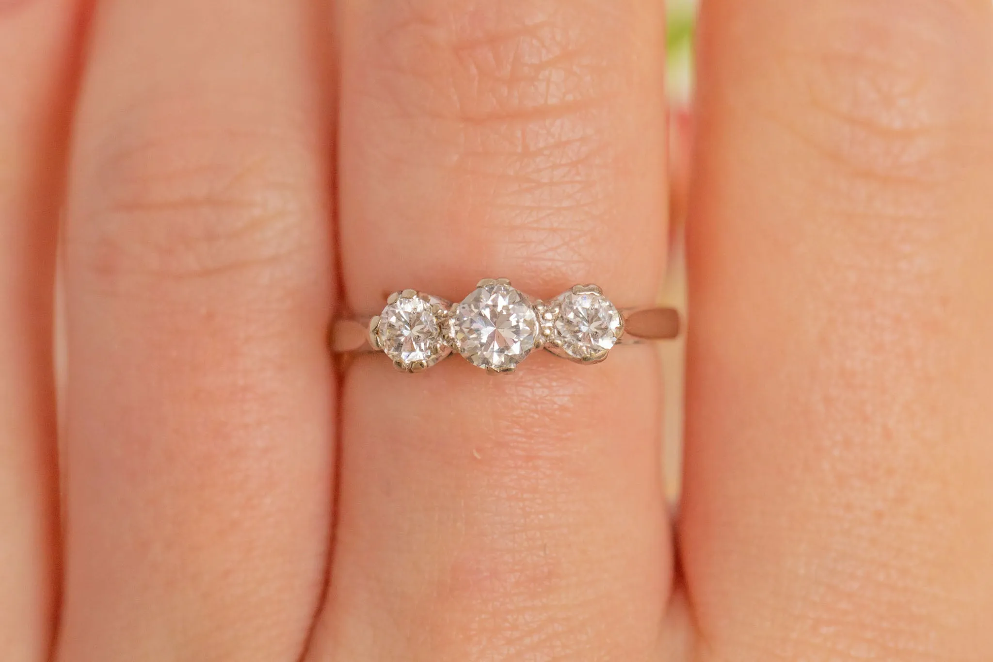 18ct White Gold Diamond Trilogy Engagement Ring, 0.90ct
