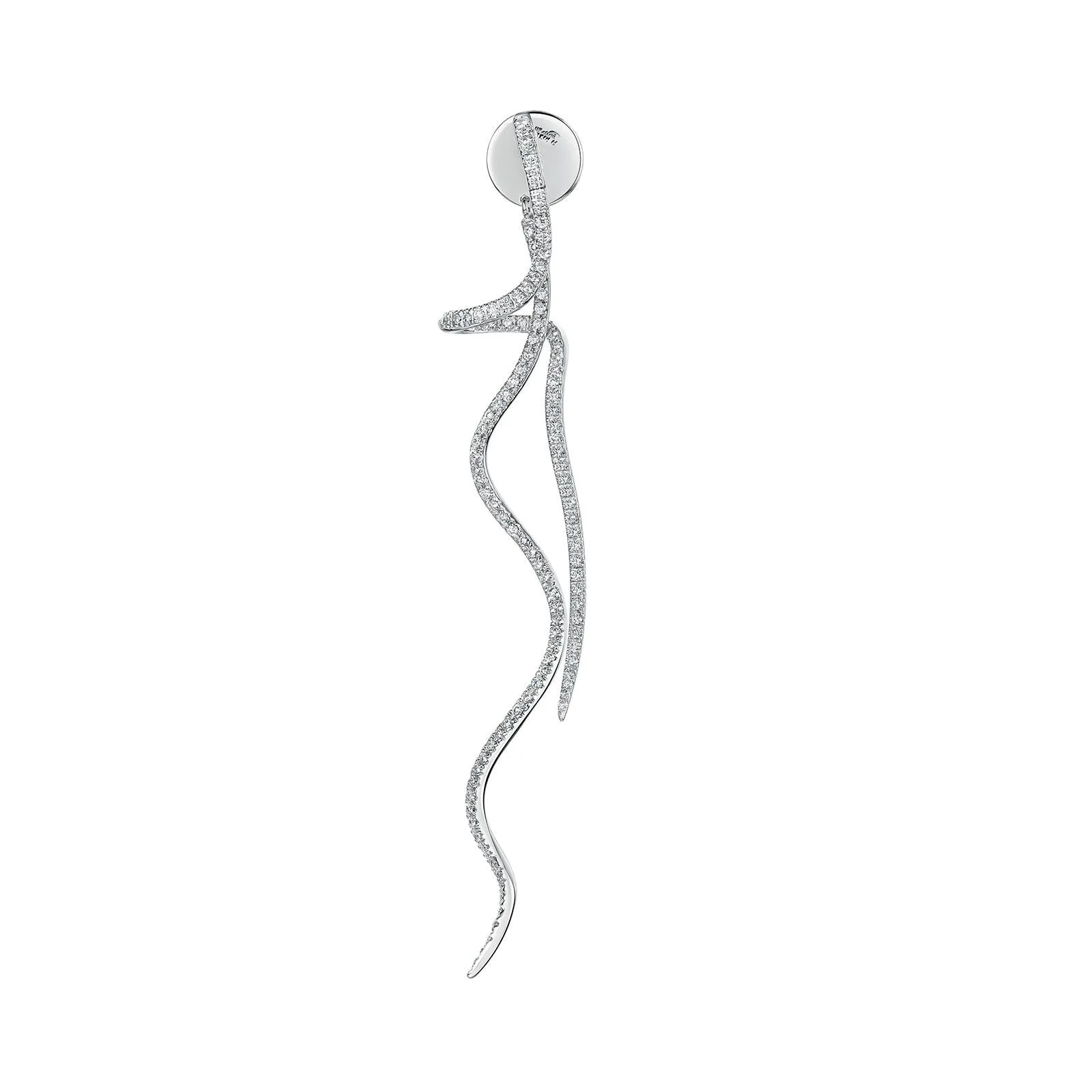 18ct White Gold Stick and Swirl Brilliant-Cut Diamond Drop Earrings 1.54ct