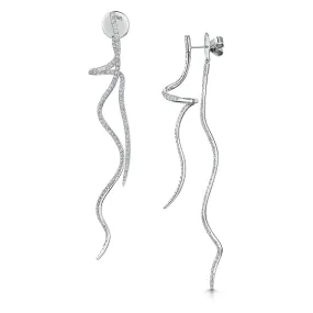 18ct White Gold Stick and Swirl Brilliant-Cut Diamond Drop Earrings 1.54ct