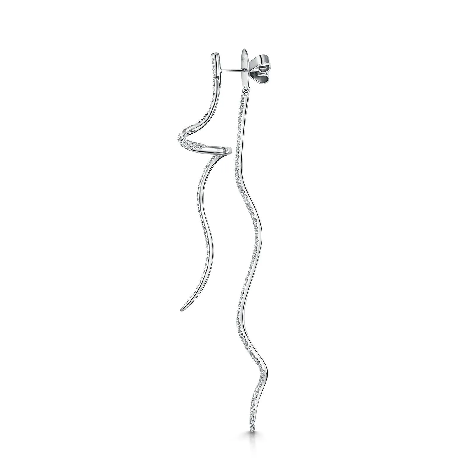 18ct White Gold Stick and Swirl Brilliant-Cut Diamond Drop Earrings 1.54ct