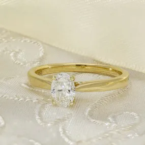18ct Yellow Gold GIA Certificated 0.50ct Oval Diamond Solitaire Ring