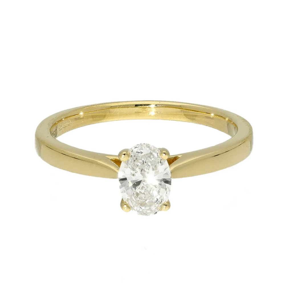 18ct Yellow Gold GIA Certificated 0.50ct Oval Diamond Solitaire Ring