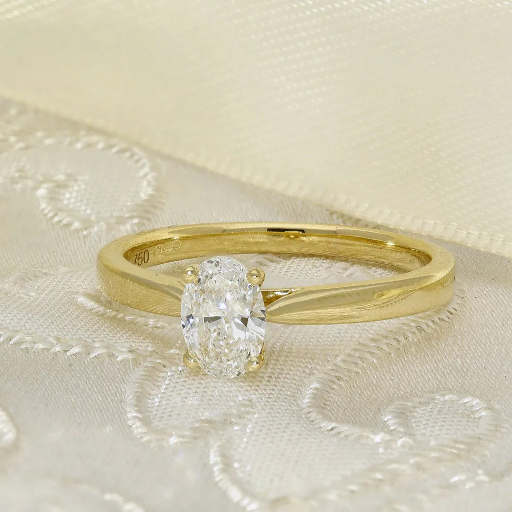 18ct Yellow Gold GIA Certificated 0.50ct Oval Diamond Solitaire Ring
