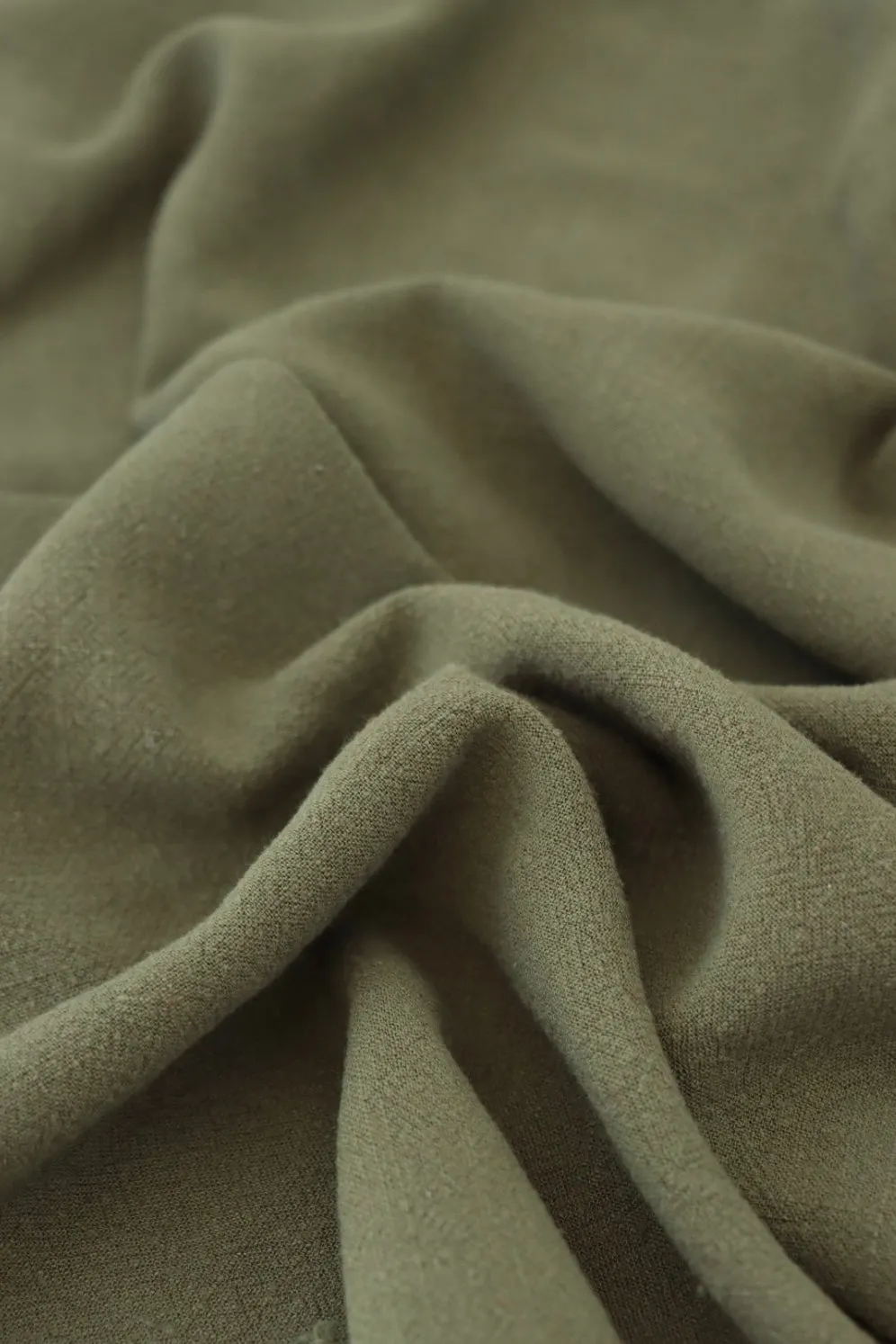 2YD PRECUT; Vernon Olive Luxor Heavy Linen Slub