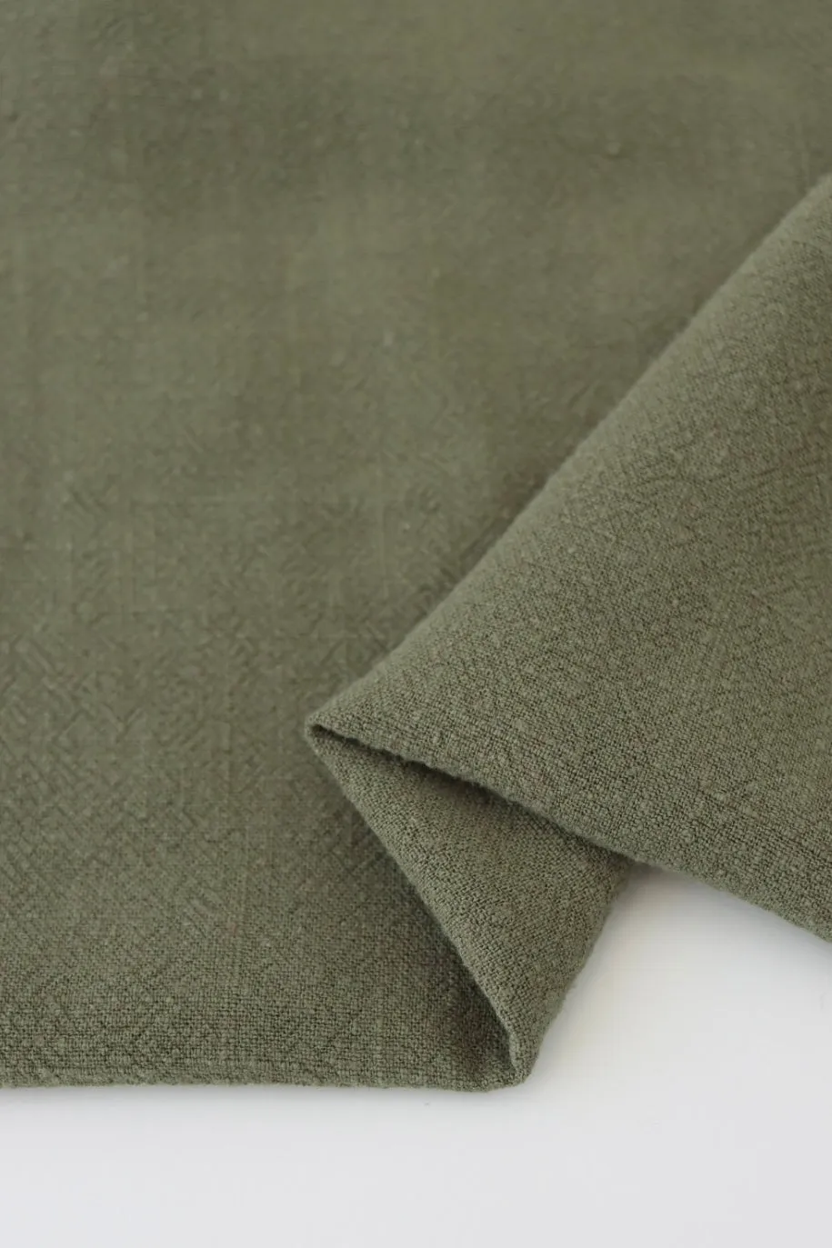 2YD PRECUT; Vernon Olive Luxor Heavy Linen Slub