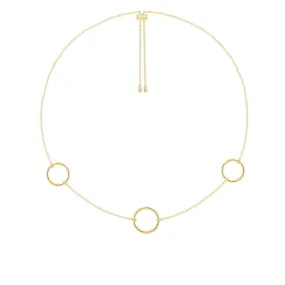 3-Hoop Adjustable Necklace - Yellow Silver