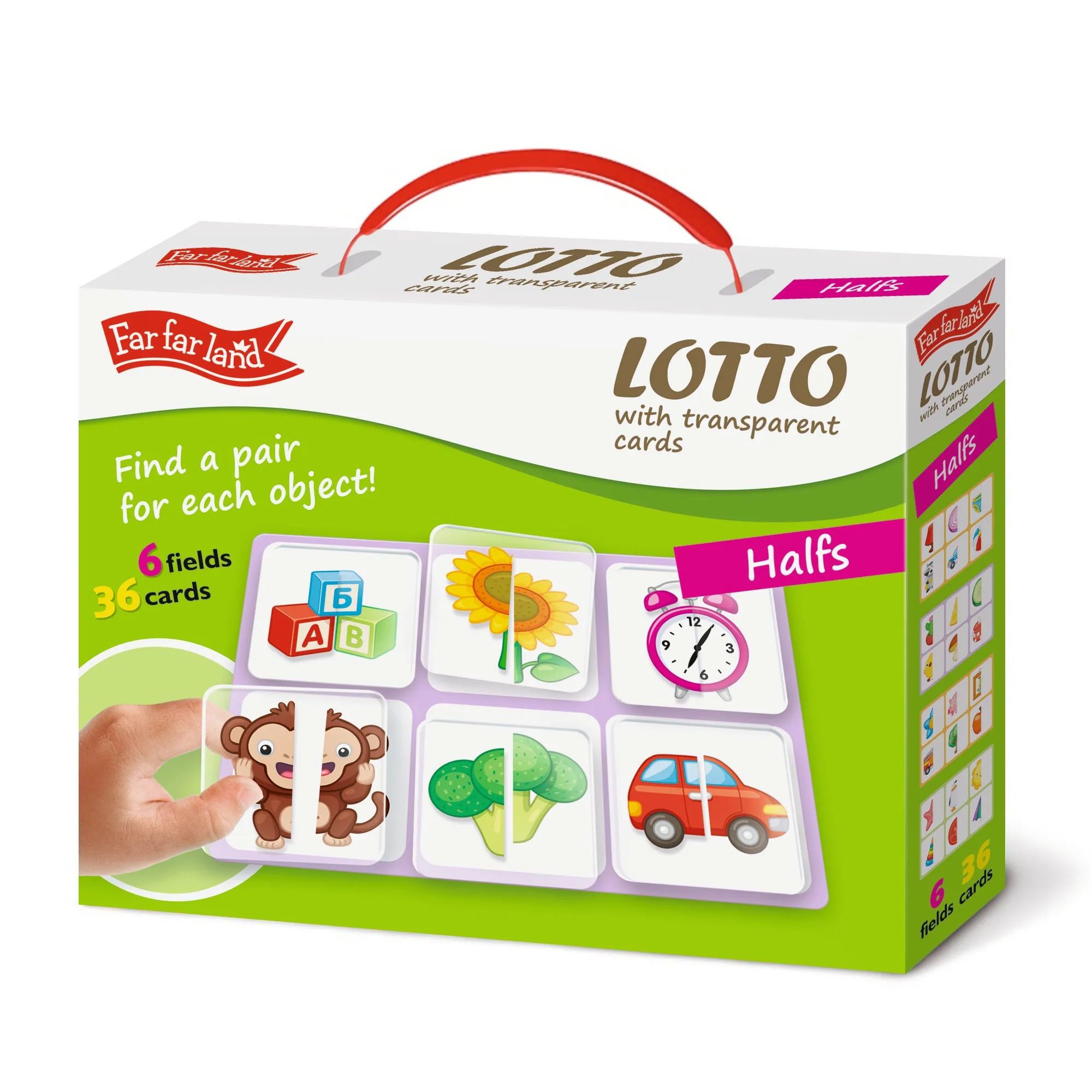 36pcs Lotto Match & Learn Game - Transparent Plastic Cards - Find the Pair for Each Object