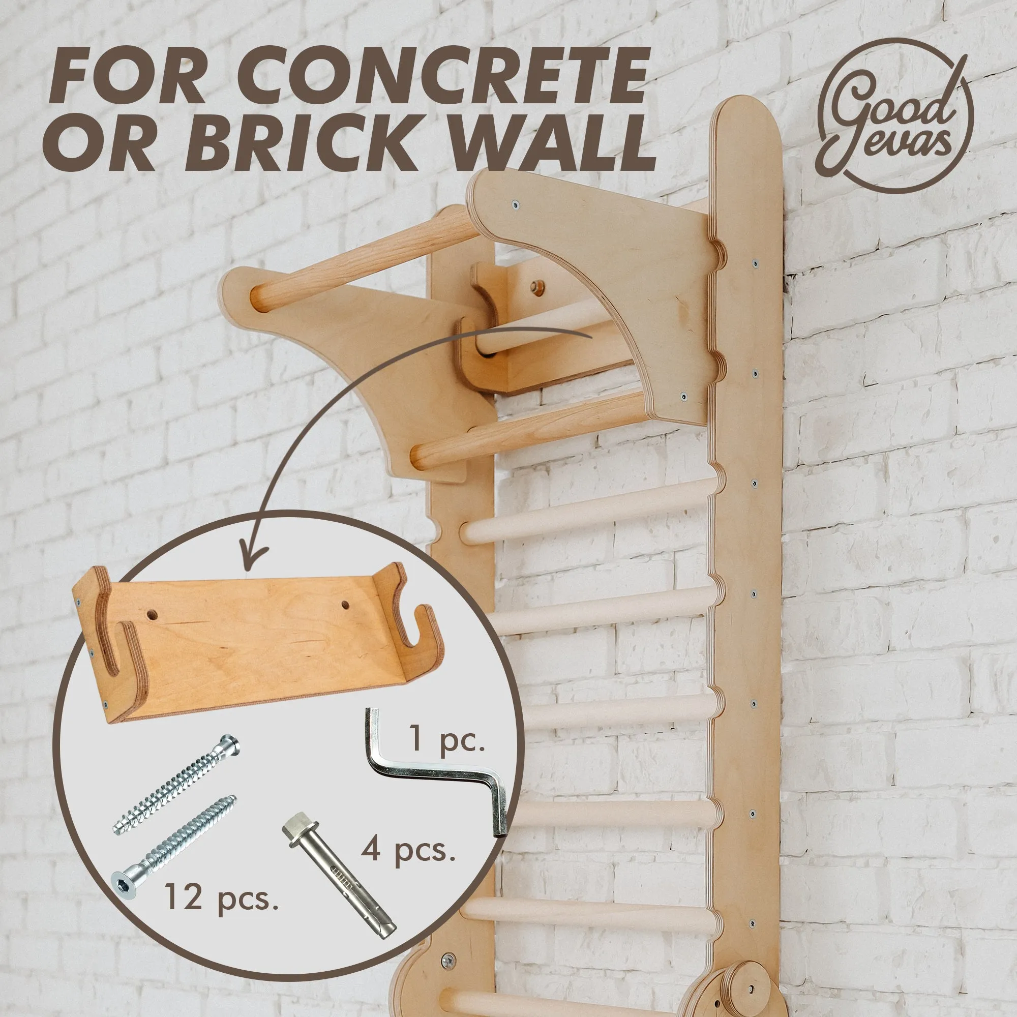 3in1 Wooden Swedish Wall / Climbing Ladder for Children   Swing Set   Slide Board
