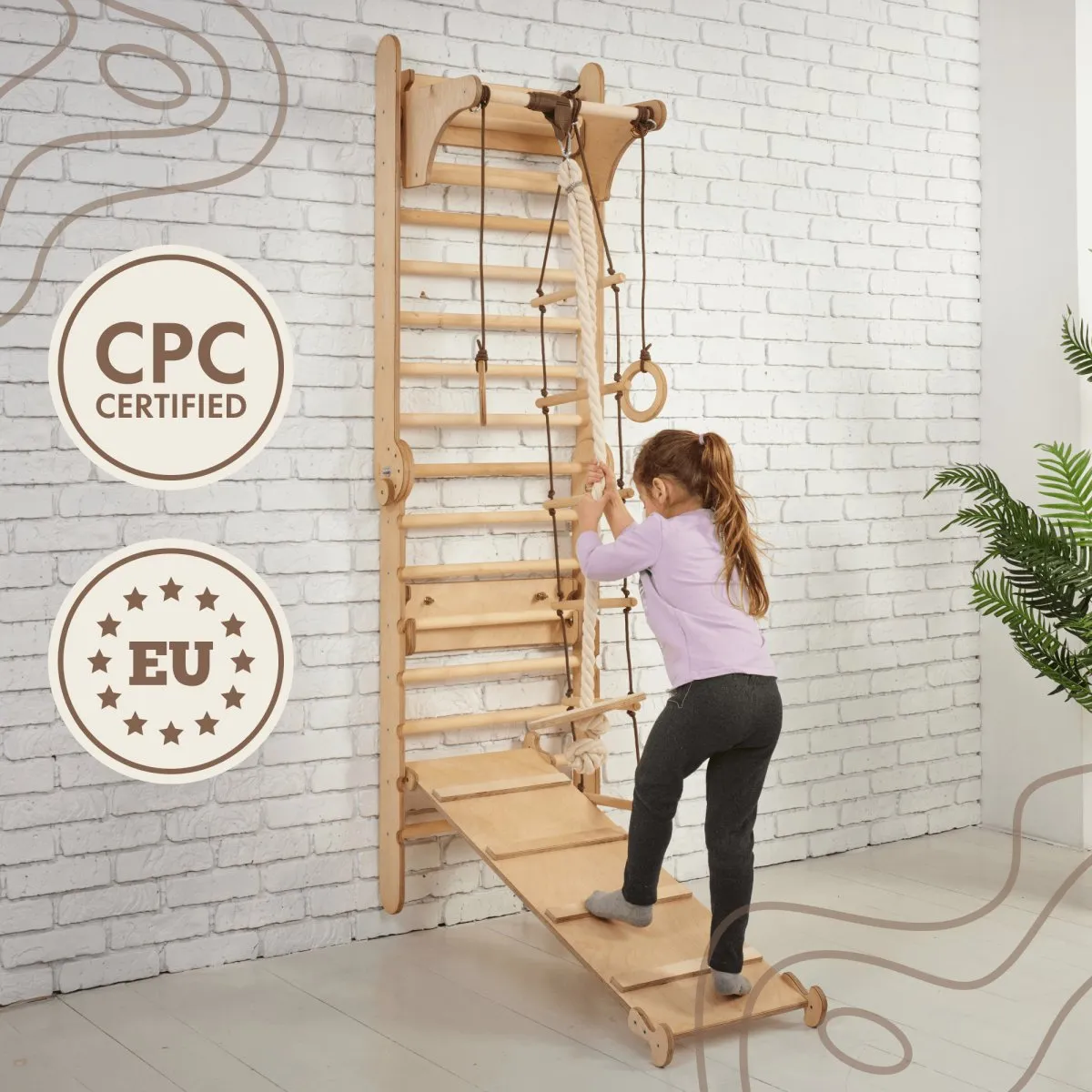 3in1 Wooden Swedish Wall / Climbing Ladder for Children   Swing Set   Slide Board