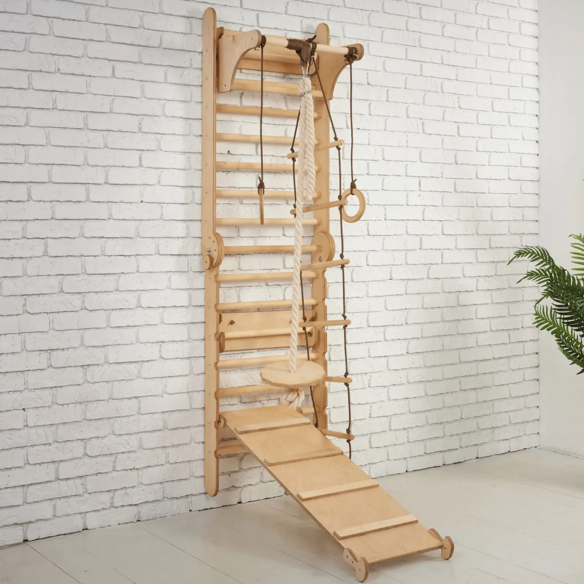 3in1 Wooden Swedish Wall / Climbing Ladder for Children   Swing Set   Slide Board