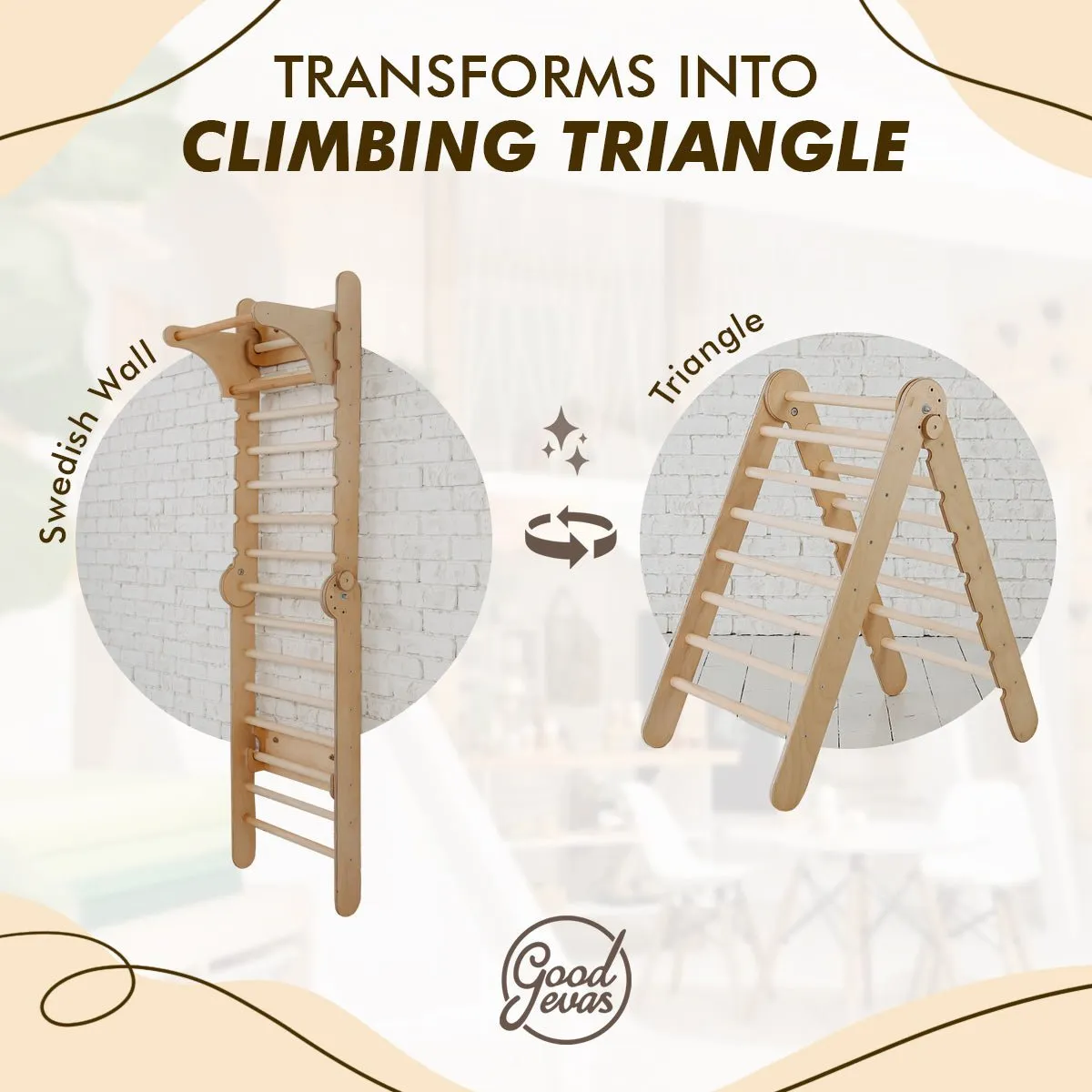 3in1 Wooden Swedish Wall / Climbing Ladder for Children   Swing Set   Slide Board