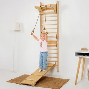 3in1 Wooden Swedish Wall / Climbing Ladder for Children   Swing Set   Slide Board