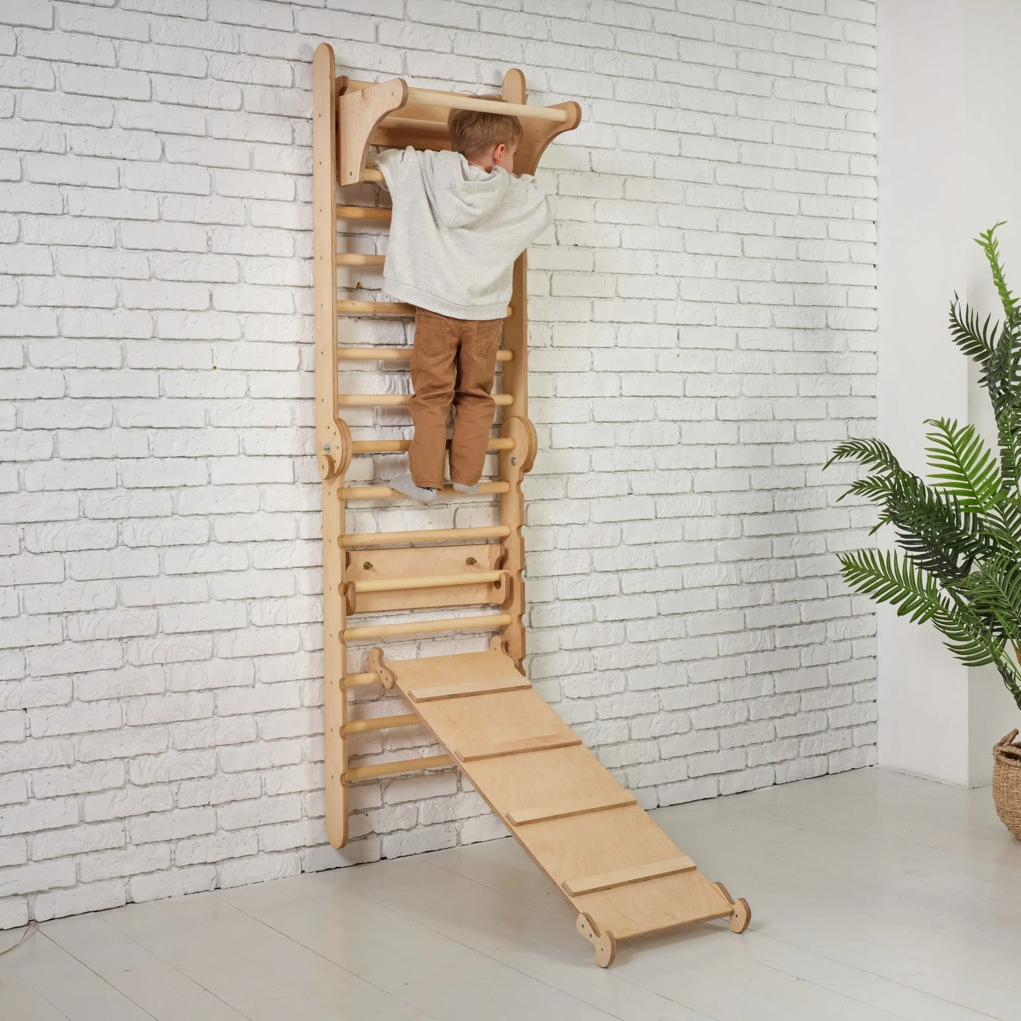 3in1 Wooden Swedish Wall / Climbing Ladder for Children   Swing Set   Slide Board