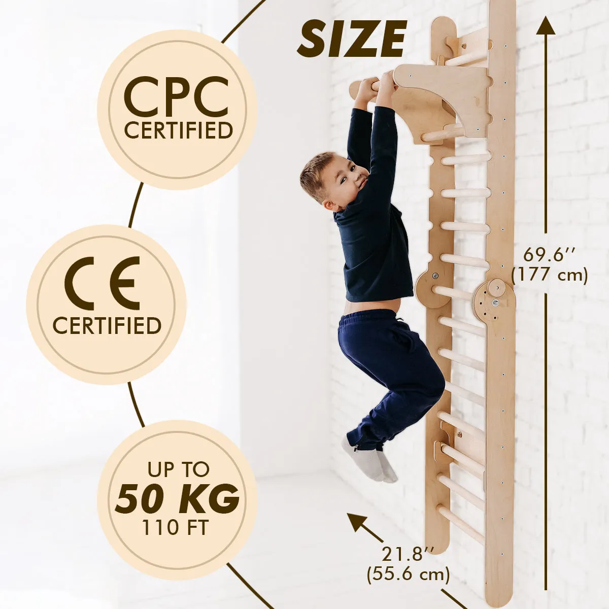 3in1 Wooden Swedish Wall / Climbing Ladder for Children   Swing Set   Slide Board