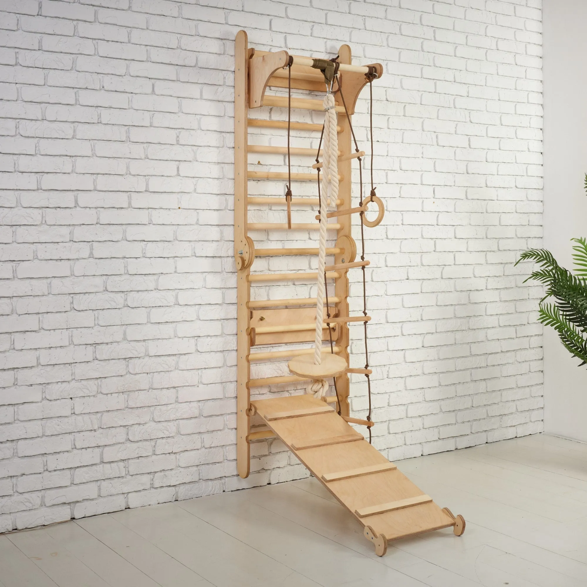 3in1 Wooden Swedish Wall / Climbing Ladder for Children   Swing Set   Slide Board