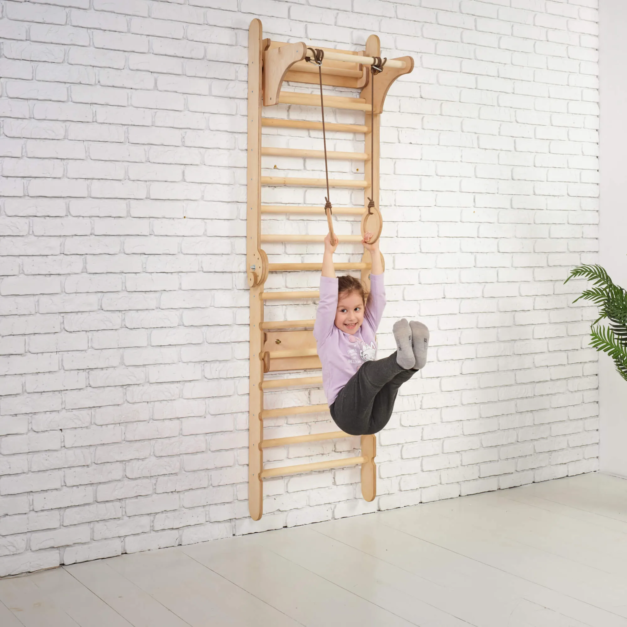3in1 Wooden Swedish Wall / Climbing Ladder for Children   Swing Set   Slide Board