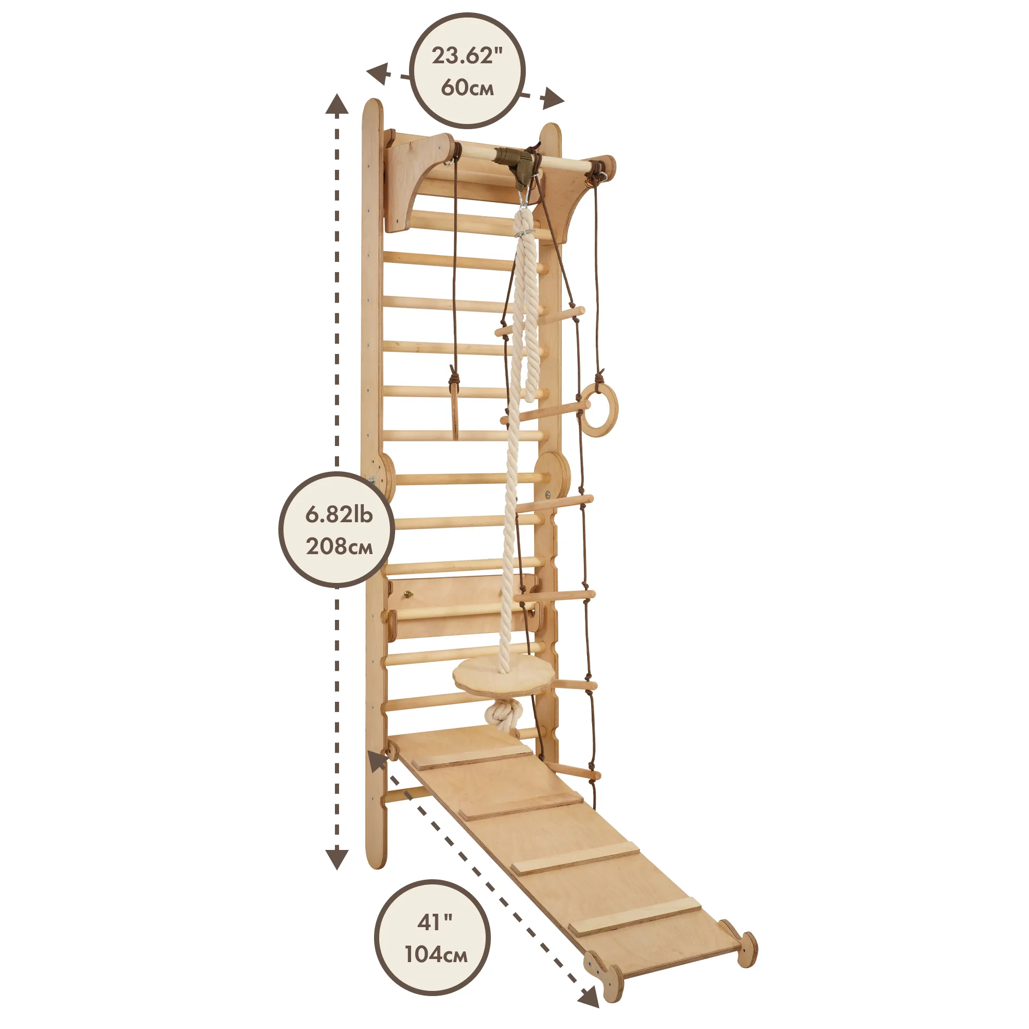 3in1 Wooden Swedish Wall / Climbing Ladder for Children   Swing Set   Slide Board