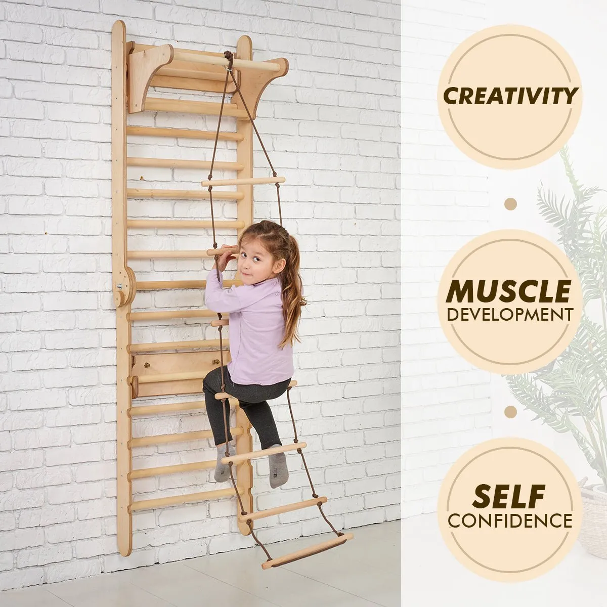 3in1 Wooden Swedish Wall / Climbing Ladder for Children   Swing Set   Slide Board