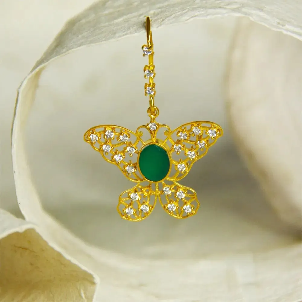 92.5 Silver Zircon Green Titli