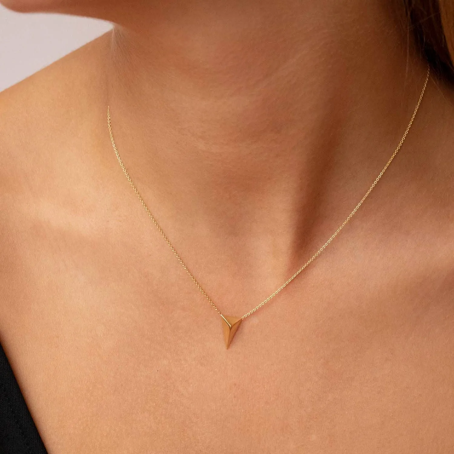 9K Yellow Gold Solid Pyramid Adjustable Necklace 41cm 2cm