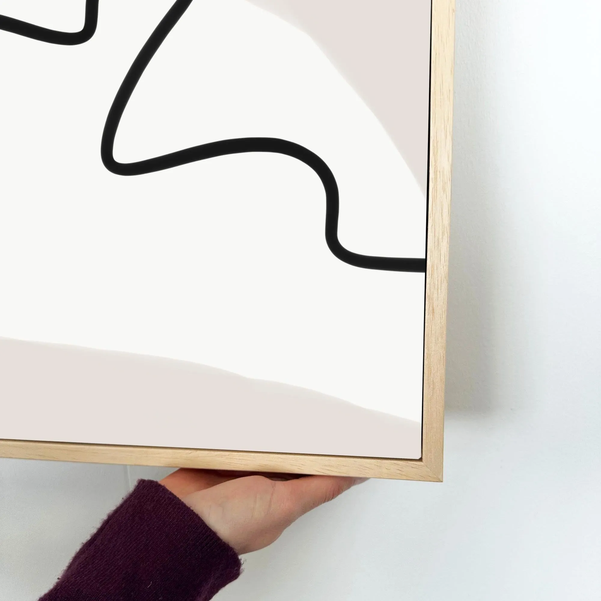 Abstract Face Line Framed Canvas