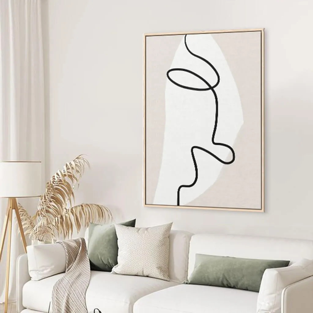 Abstract Face Line Framed Canvas