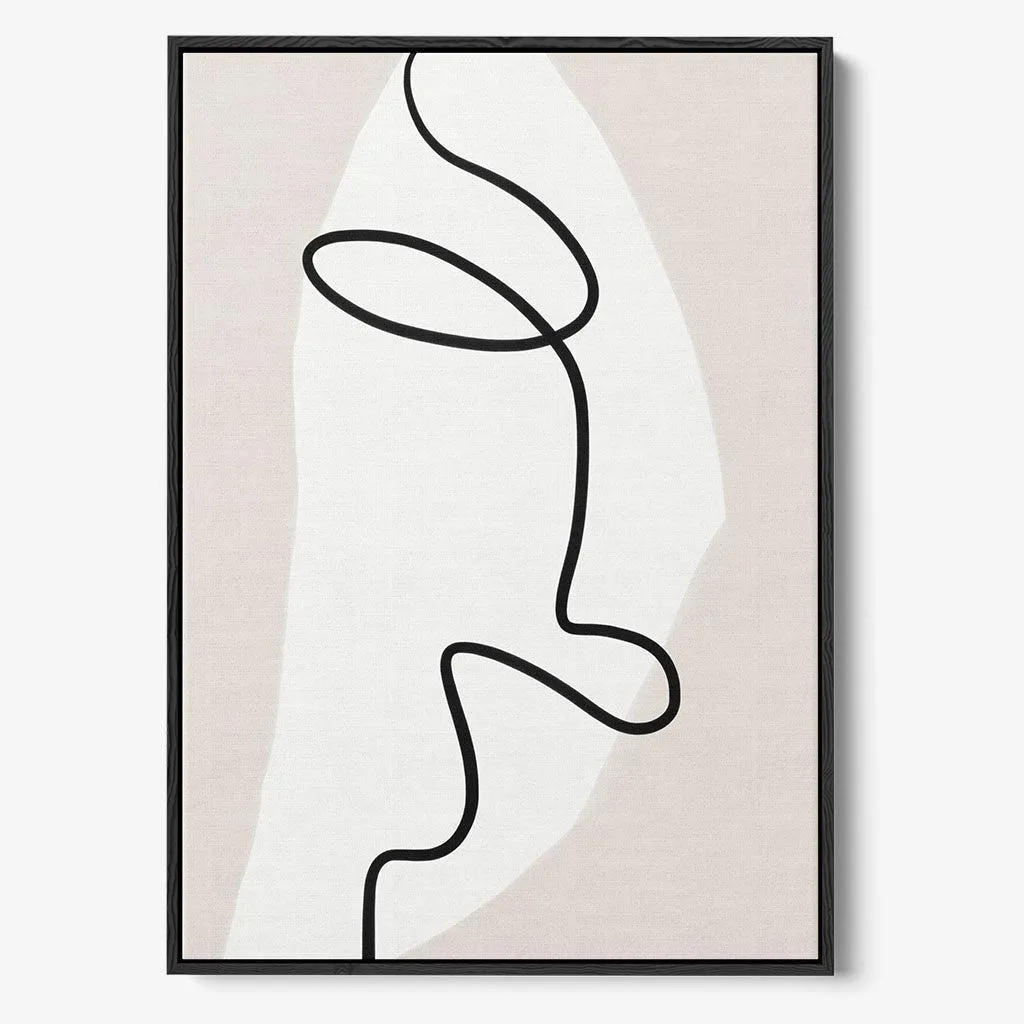 Abstract Face Line Framed Canvas