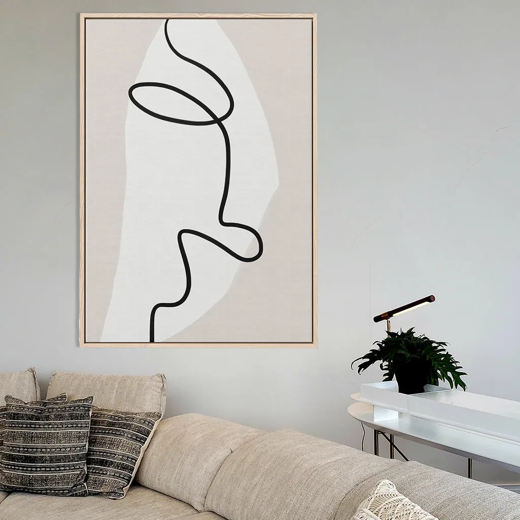Abstract Face Line Framed Canvas