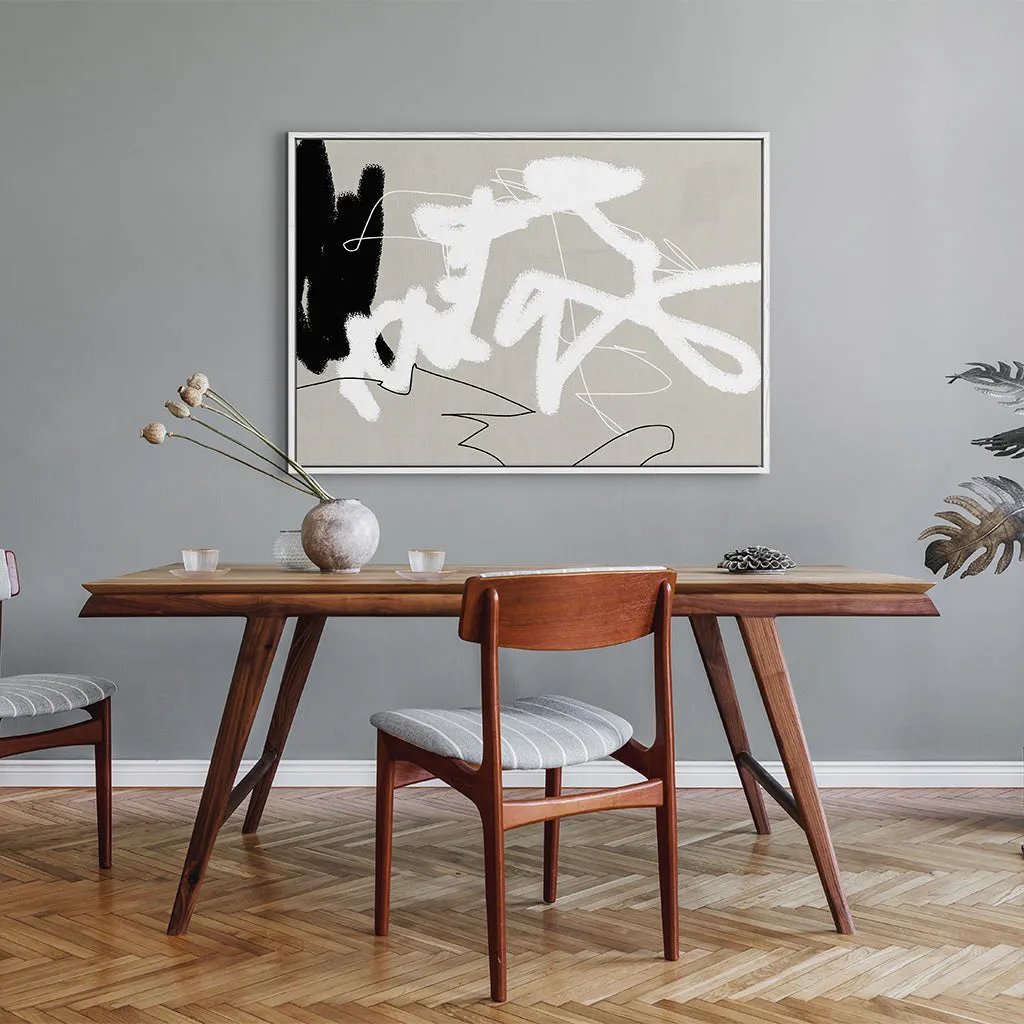 Abstract Lines On Beige Framed Canvas
