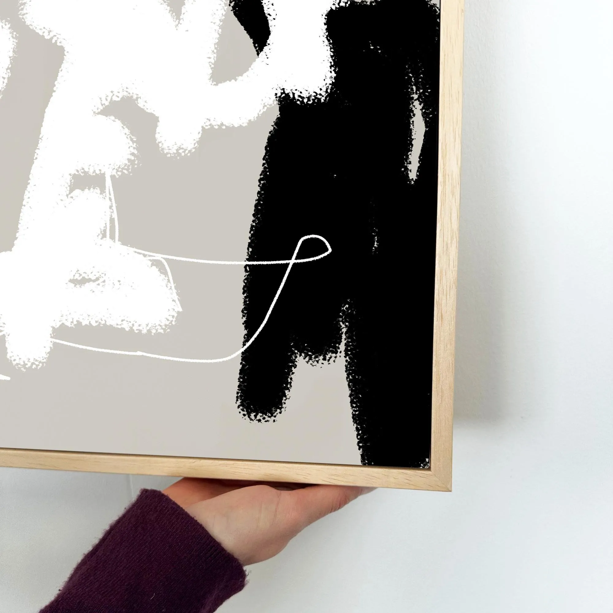 Abstract Lines On Beige Framed Canvas