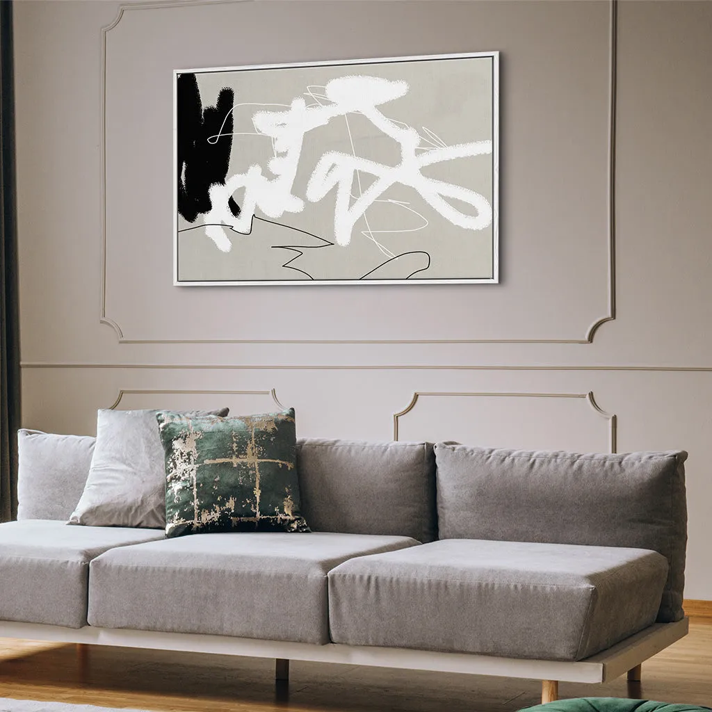 Abstract Lines On Beige Framed Canvas